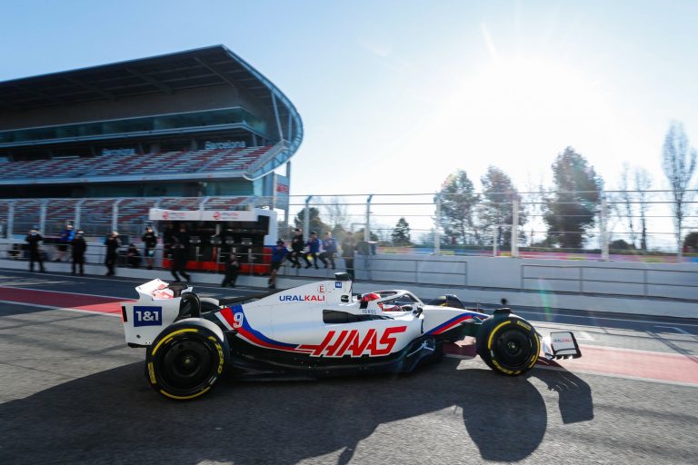 Haas’ 2022 F1 car breaks cover on-track in Barcelona