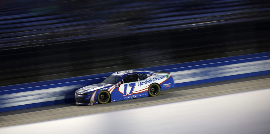 NASCAR O'Reilly Auto Parts Series cars racing during a stock car road-course weekend