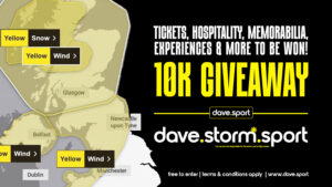MET OFFICE: Dave.Storm to affect UK sport this weekend. Dave.Sport announce £10k giveaway in partnership with ReadMotorsport.com