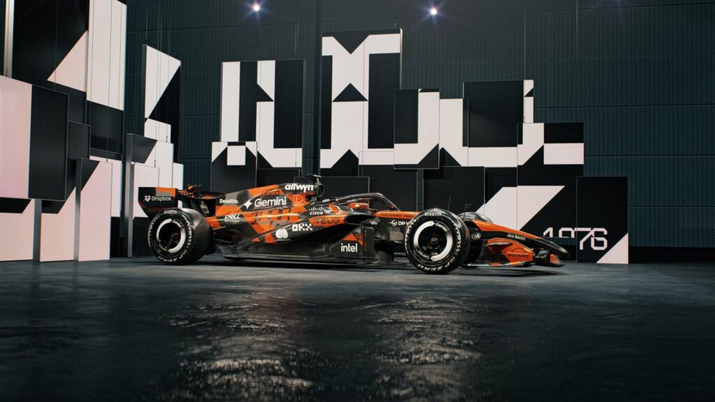 McLaren Formula 1 car in Monaco livery during the 2026 Monaco Grand Prix weekend