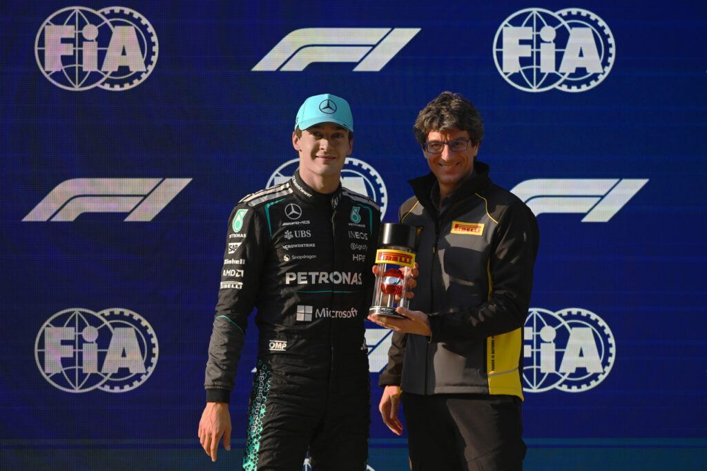 Dario Marrafuschi, Pirelli Motorsport Director, presenting the Pirelli Sprint Pole award