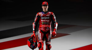 Marc Marquez in Ducati Lenovo Team race leathers during the 2026 MotoGP season