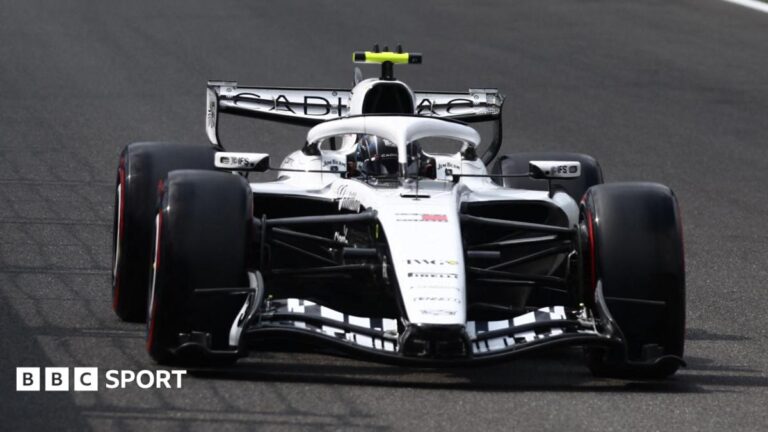A Cadillac Formula 1 car on track during the 2026 season