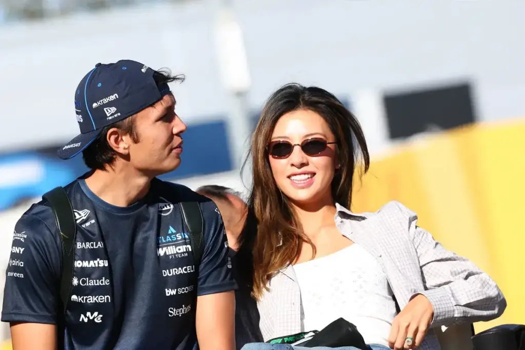 (L to R): Alexander Albon (THA) Williams F1 Team with his girlfriend Muni Lily He (CHN) Professional Golfer. 11.09.2026 Formula 1 World Championship, Rd 14, Spanish Grand Prix, Madrid, Spain, Practice Day. - www.xpbimages.com, EMail: requests@xpbima