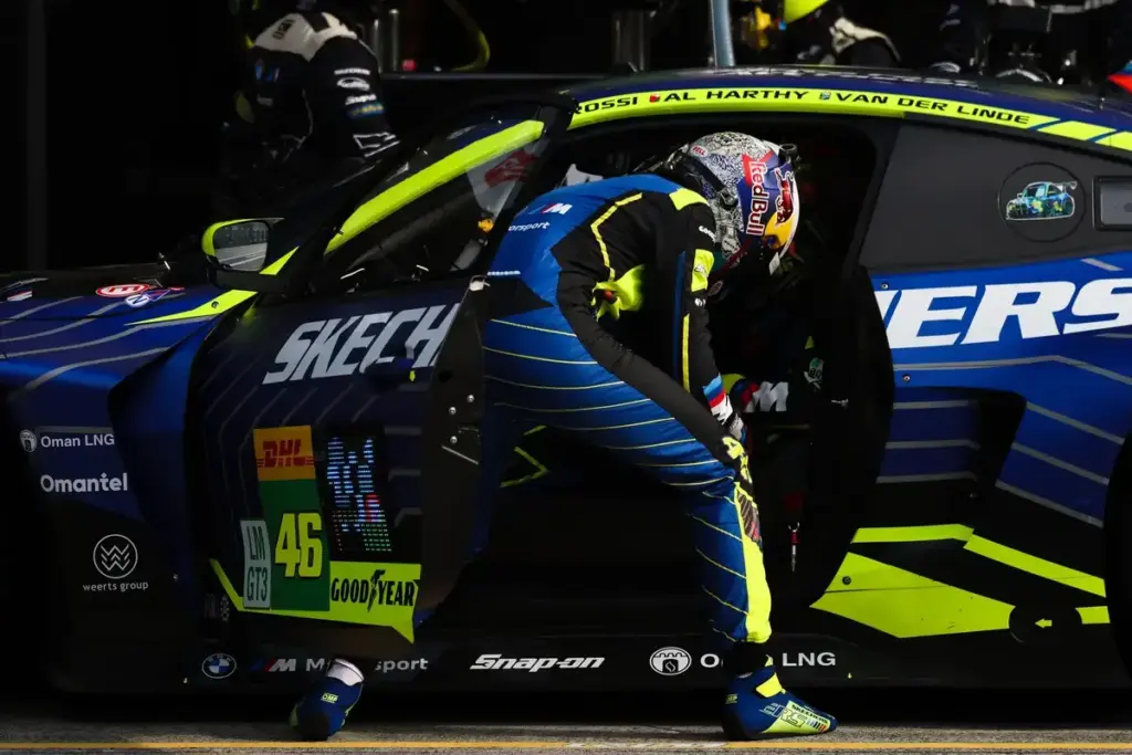 September 26, 2025, Fuji, Shizuoka, Japan: TEAM WRT #46 driver KELVIN VAN DER LINDE (RSA) assiting VALENTINO ROSSI (ITA) during the driver change at the 6 Hours of Fuji, round seven of the 2025 FIA World Endurance Championship at Fuji Speedway, Japan