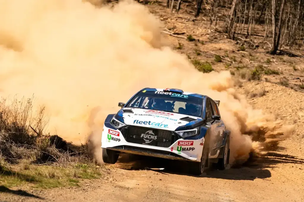 August 24, 2025, Heyfield, Victoria, Australia: The Hyundai i20N Rally2 car driven by A.RULLO / S.GLENNEY (4) during SS16 Thomson 4 on Sunday at The Middle of Everywhere Gippsland Rally. (Credit Image: © James Forrester/ZUMA Press Wire)