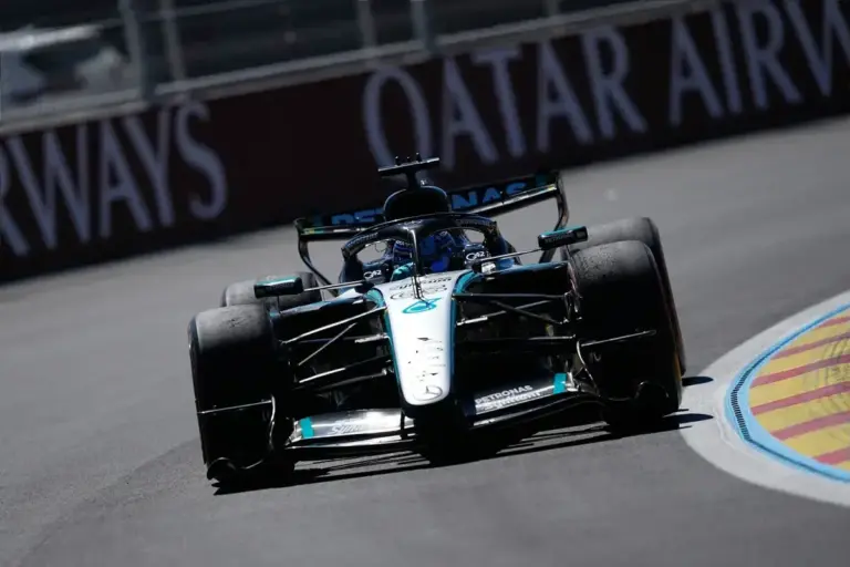 September 11, 2026, Madrid, Madrid, Spain: George Russell of Great Britain driving the (63) Mercedes-AMG PETRONAS F1 Team W17 on track during free practice 1 ahead of the F1 Grand Prix of Spain at Madring on September 11, 2026, in Madrid, Spain. (Cre