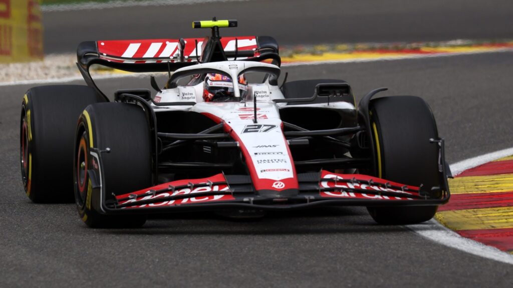 Haas Formula 1 car driving on track