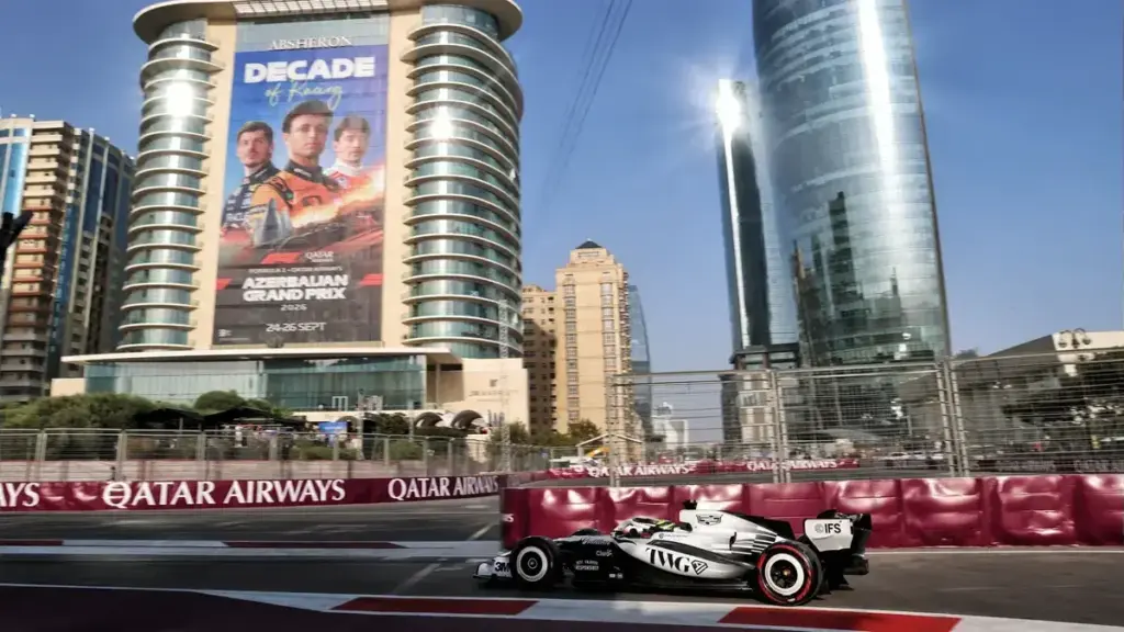 Sergio Perez 2026 F1 rules: Sergio Perez driving a Cadillac Formula 1 car during the Azerbaijan Grand Prix weekend in Baku.