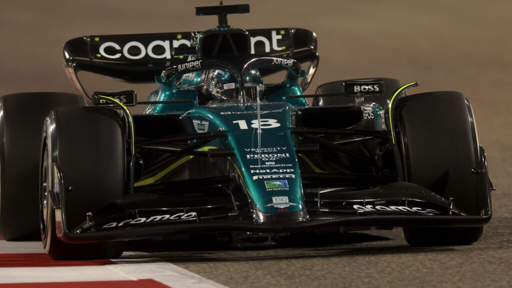 Bahrain GP in Malaysia: Lance Stroll driving an Aston Martin F1 car during the Bahrain Grand Prix