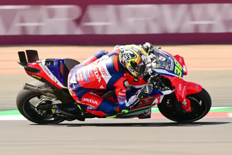 Honda HRC Castrol rider Joan Mir (36) during the Moto GP practice day at Silverstone, Towcester, UK on 7 August 2026.