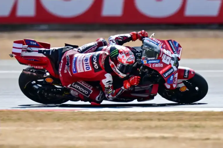 Ducati Lenovo Team rider Francesco Bagnaia (63) during the Moto GP Qatar Airways Grand Prix of Great Britain at Silverstone, Towcester, UK on 9 August 2026.