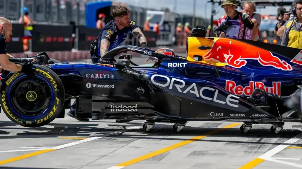 Bahrain GP delay: Max Verstappen with his Red Bull Formula 1 car in the pit lane during practice